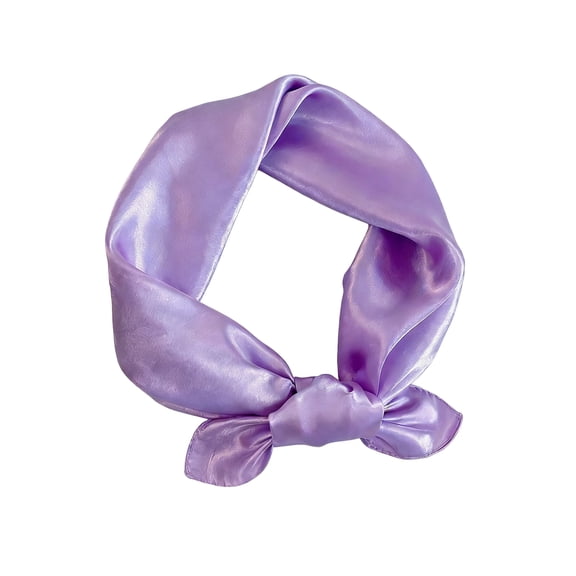 Gaukiv Womens Square Shiny Satin Scarf Solid Color Glossy Sheen Hair Wrap Bandana and Neckerchief Accessory Light Purple