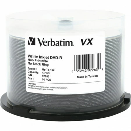 Verbatim DVD-R 4.7GB 16X VX White Inkjet Printable, Hub Printable ...