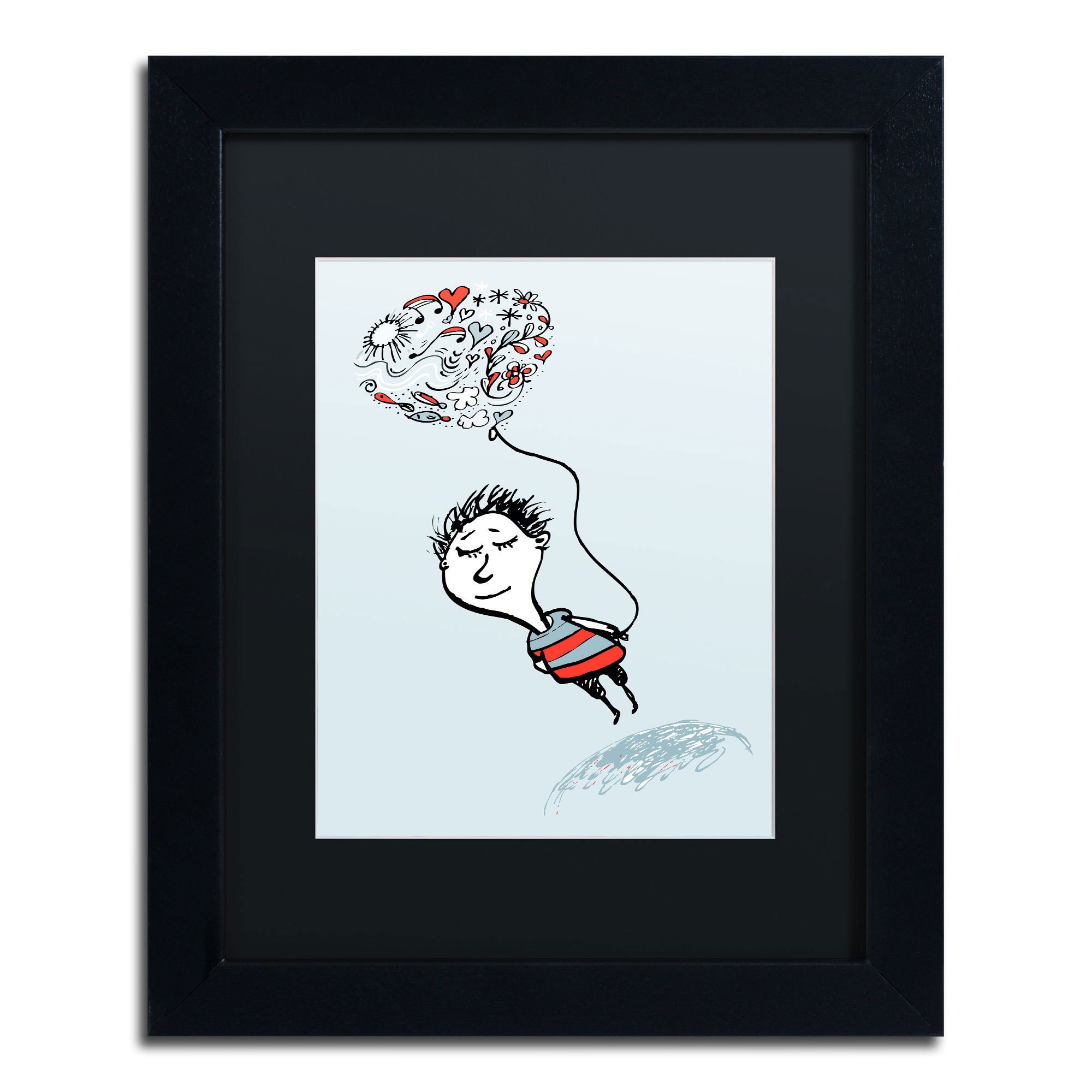 Trademark Fine Art "Love Balloon" Canvas Art by Carla Martell, Black Matte, Black Frame