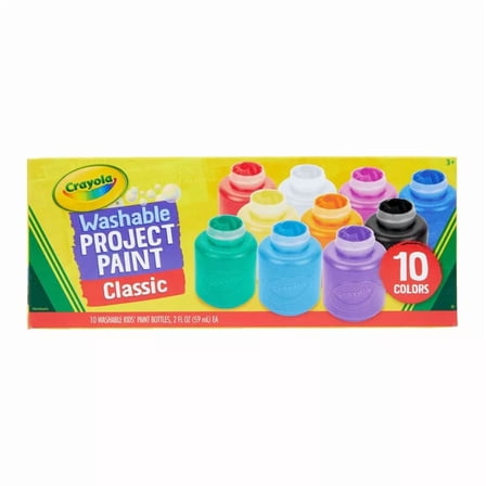 10ct 2oz Washable Kids Paint Classic Colors: Non-Toxic Water-Based Tempera for Toddlers & Finger Painting