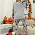 thumbnail image 4 of Halloween Pajamas Women Set Casual Lightweigh Ghost Graphic Long Sleeve Pullover with Pants Outfits Soft Comfy Night Wear 2 Piece Lounge Set, 4 of 7