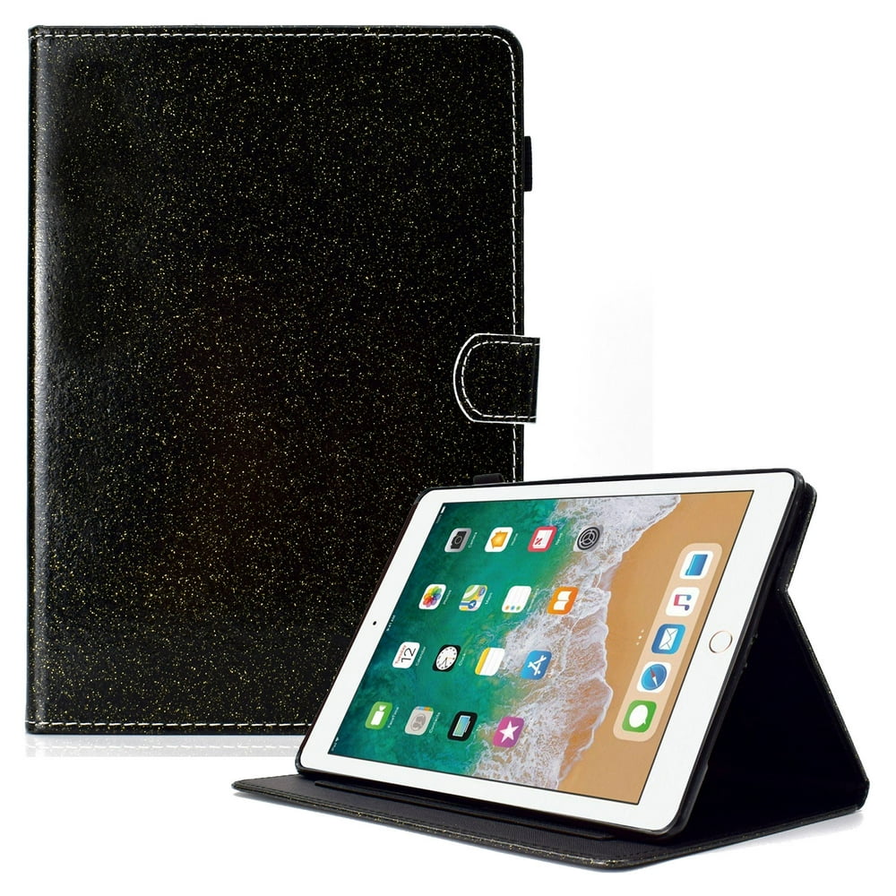 iPad 9.7 2018/2017 Case with Pencil Holder, iPad Air 1 2 Case, Allytech Glitter Leather Folio