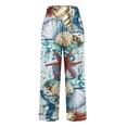 thumbnail image 5 of Flmaly vacation outfits for women High Waistband Women's Retro Printed Loose Pocket Patchwork Casual Cotton And Linen Pants Vacation Outfits, 5 of 5