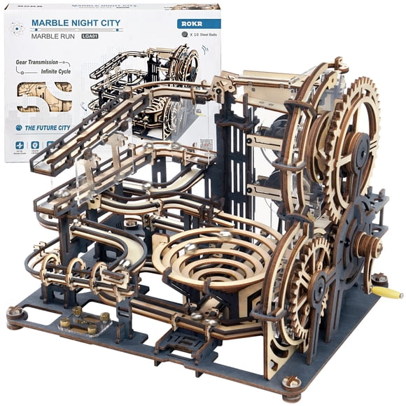 Kit de construcción de maquetas de rompecabezas de madera Marble Run ROKR LGA01