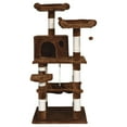 thumbnail image 2 of Topbuy Multi-Level Pet Cat Activity Tree Kitten Climbing Tower w/ Condo & Hammock Brown, 2 of 9