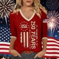 thumbnail image 1 of WERYOUNG Patriotic Graphic T Shirt For Women V Neck 3/4 Sleeve Tee 250th Anniversary Celebration T-Shirts Comfortable Top XL, 1 of 2