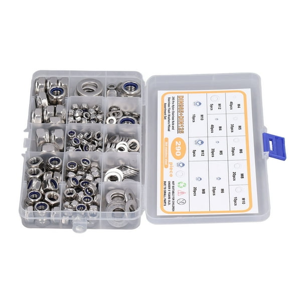 Kit De Arandelas, Tuercas De Bloqueo De Nylon Resistentes A La Corrosión Acero Inoxidable 304 De Alta Dureza M4 M5 M6 M8 M10 M12 Para Reparaciones Electrónicas Para Proyectos De ANGGREK Otros