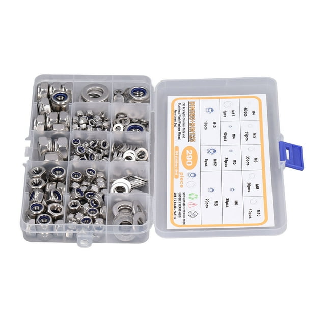 Washers Kit, Multifunctional M4 M5 M6 M8 M10 M12 Nylon Lock Nuts Standard Sizes For DIY Projects For Electronic Repairs