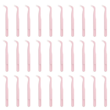 Uxcell 30 Pack Plastic Tweezers for Crafts, 4.5" Long Bent Tweezers Bulk for Picking DIY Bead