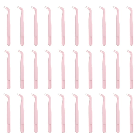 Uxcell 30 Pack Plastic Tweezers for Crafts, 4.5" Long Bent Tweezers Bulk for Picking DIY Bead