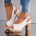 thumbnail image 2 of Dakaela Platform Heeled Sandals for Women with Adjustable Slingback Strap Open Toe Dressy Summer Vacation Beach Wedges Size 6-10 White, 2 of 7