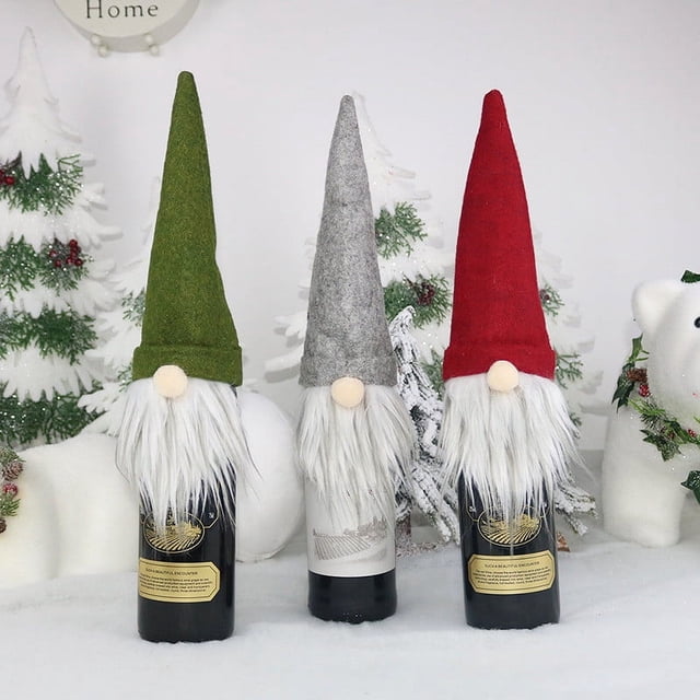 Descuentos Únicos, Juego de botellas de vino con forma de anciano sin rostro navideño, decoración de champán navideña, bolsa de vino Akmoler