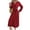 Burgundy, variant on Women's Tied Polka Dot Long Sleeve Midi Dress 100% Polyester Sheer Bodice Not Lined Elegant Versatile Day to Night