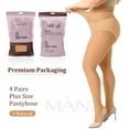 thumbnail image 4 of Manzi 4 Pack Plus Size Pantyhose for Women Sheer Stocking Natural 2XL, 4 of 8