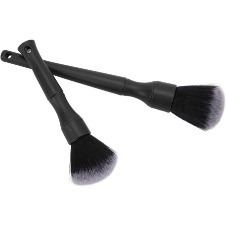 Car Detail Brushes, 2pcs Soft Car Detailing Brush Set Multi Purpose Automotive Cleaning Brush Universal for Auto(black)