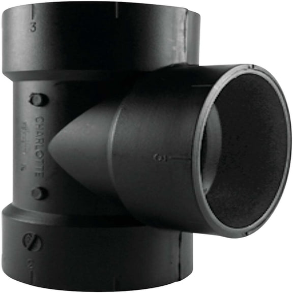 Charlotte Pipe 43450 Schedule 40 2 in. Hub x 2 in. Dia. Hub ABS Vent Tee, Black