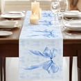 thumbnail image 3 of Table Runners 70 Inches Long Dress Scarves, Cute Bow Farmhouse Coffee/Dining/Kitchen Table Decor, Holiday Table Runner, Blue Bowknot Minimalist Solid Color 13x70 Inch, 3 of 9