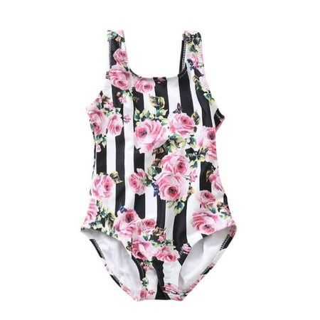 

Bullpiano Toddler Girls Summer One-Piece Swimsuits Kids Princess Floral Bathing Suits Swimwear 1-7T