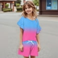 thumbnail image 5 of Abcomgle Short Sets for Girls 10-12 Girls Two Piece Outfits Floral Print Ruffle Sleeve Tee Top and Elastic Waist Shorts Cute Trendy Girls Short Sets 8-9 Years,Hot Pink, 5 of 5