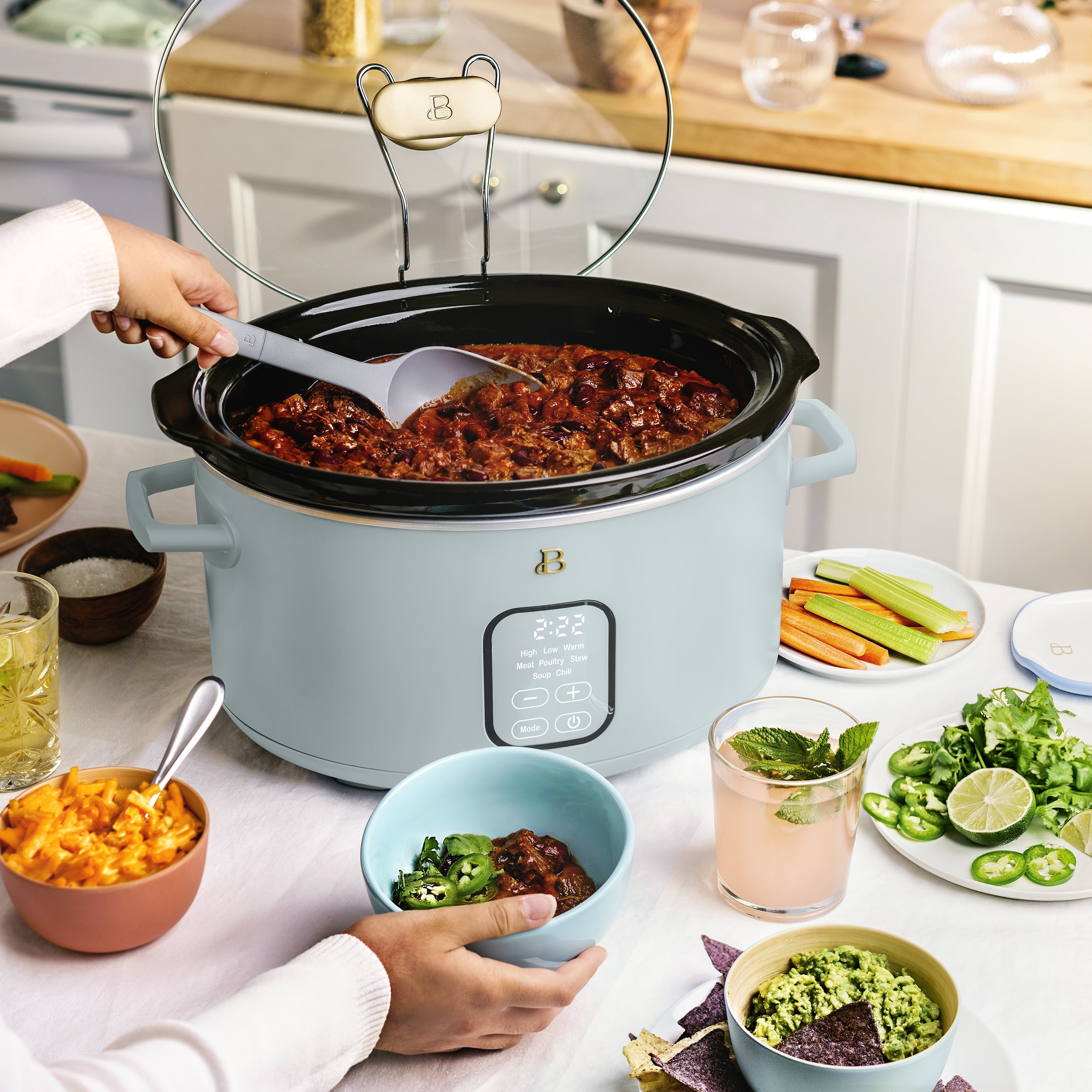 Beautiful 6 Qt Programmable Slow Cooker, Hydrangea by Drew Barrymore