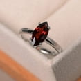 thumbnail image 2 of Natural garnet ring, wedding ring, red gemstone, solitaire ring, January birthstone ring, marquise cut gemstone, 2 of 3