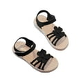 thumbnail image 3 of Jinhomg Flower Sandals for Toddler Girls Soft Rubber Summer Wide Flats Kids Girl Slip On Open Toe Beach Shoes Trendy Comfy Vacation Beachwear Black 28, 3 of 5