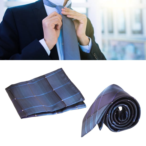 Juego de Corbata Con clip de Corbata ANGGREK Kit Formal Con Gemelos Azules para Hombre