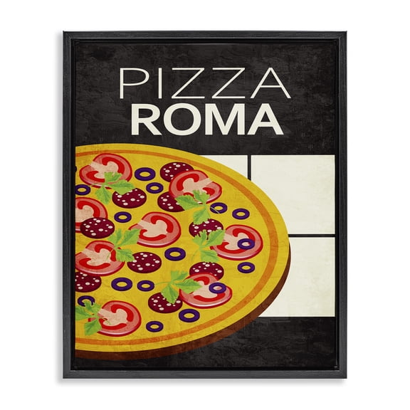 Stupell Industries Pizza Roma Classic Kitchen Food & Beverage Painting Black Floater Framed Canvas Art Print Wall Art, 17 x 21