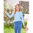 thumbnail image 4 of Arshiner 2 Packs Ribbed Knit Long Sleeve Shirts for Girls Soft Slim Fit Crewneck Casual Base Layer Tops Tees, 4 of 6