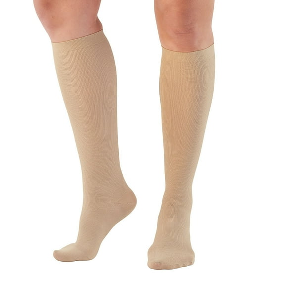 Ames Walker AW Style 167 Women's Travel 15-20 mmHg Moderate Compression Knee High Socks Tan Large