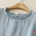 thumbnail image 3 of Womens Cotton Linen Waistcoat Button Down Sleeveless Lightweight Vests Casual Solid Color Fashion Ruffled Jackets, 3 of 6
