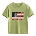 thumbnail image 4 of Jinhomg American Flag Shirts for Kids Casual Short Sleeve Crew Neck Tees USA Patriotic Summer Tops Boys Girls 4Th of July Gifts Green 150, 4 of 8