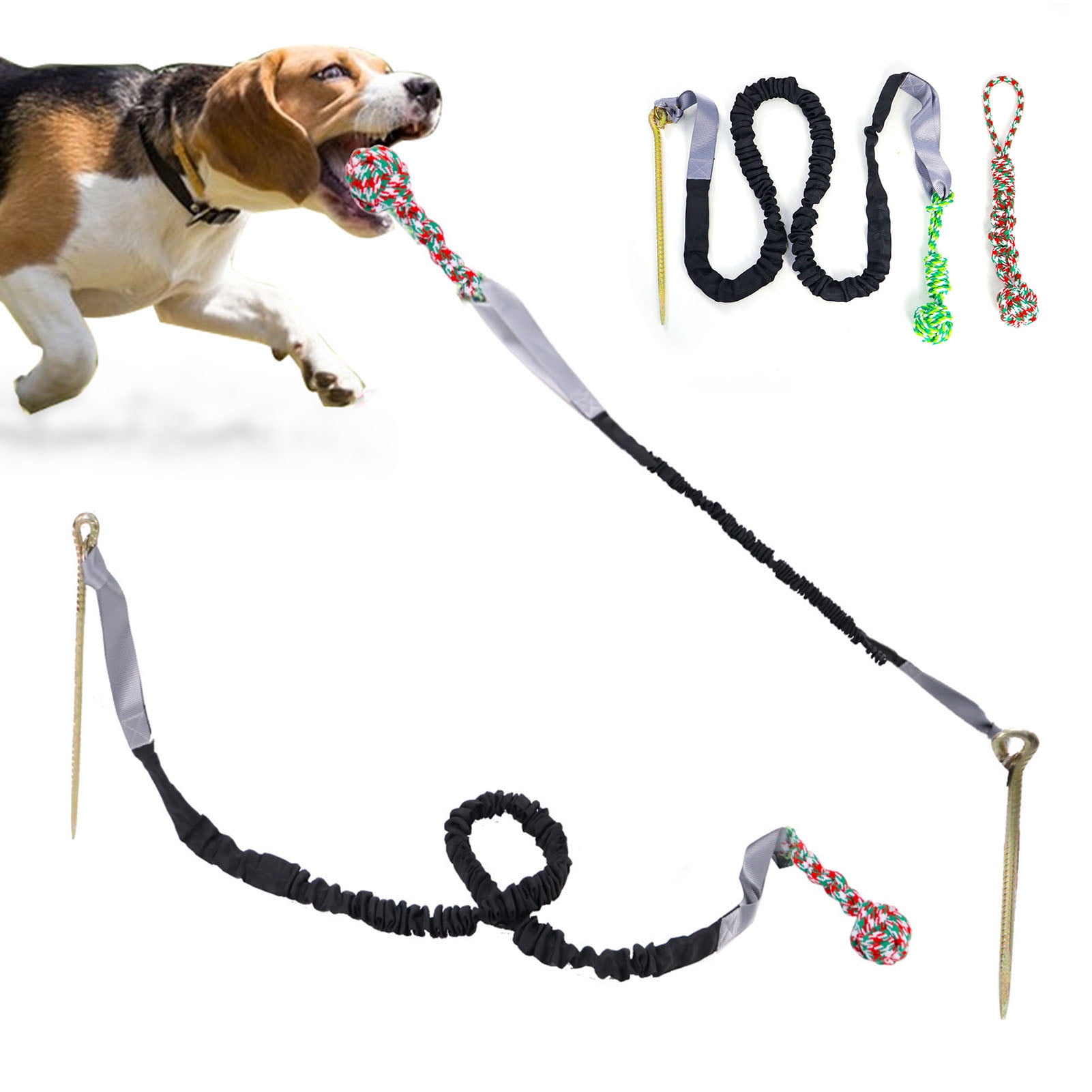 YIFAEUX Dog Bungee Tug Toy Outdoor Tether Tug of War Toy with Stake for Large Medium Dogs Indestructible Cotton Rope Dog Chew Toy for Aggressive Chewers