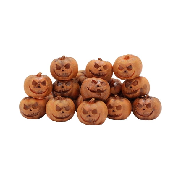 Figuras de calabaza en miniatura de 20 piezas decoraciones de Halloween Mini estatuas artificiales decorativas para mesa al aire libre Harden Garden