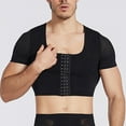 thumbnail image 6 of NoxwB Men's Compression Corset Vest Workout Back Support Shapewear Top Slimming Undershirt Short Sleeve Crop Tees Shirt Black L, 6 of 7