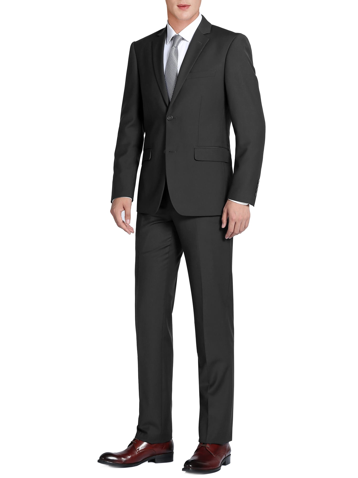 Mens Classic Fit Two-Button Solid Two-Piece Suit