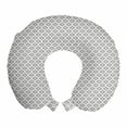 thumbnail image 1 of Abstract Travel Pillow Neck Rest, Monochrome Simplistic Design Symmetrical Motifs on Plain Background, Memory Foam Traveling Accessory Airplane and Car, 12", White and Charcoal Grey, by Ambesonne, 1 of 2