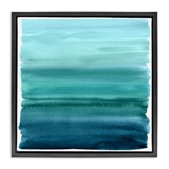 Stupell Industries Contemporary Aqua Ombre Gradient Black Floating Frame Canvas Art, 18 x 18, by Allie Corbin