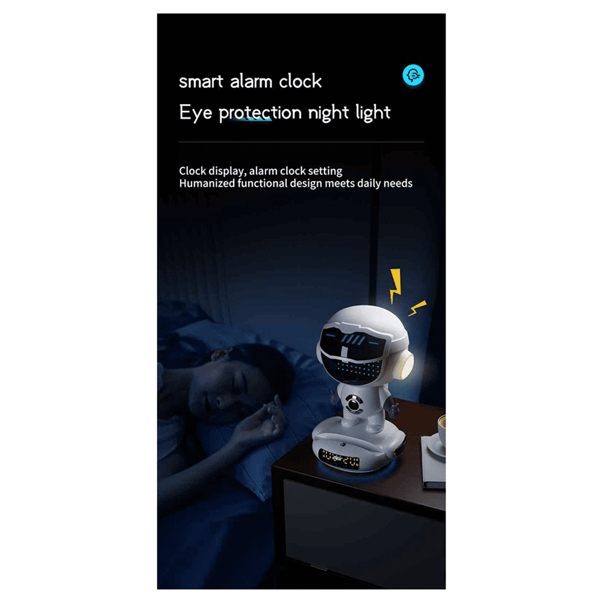 M80 AI Robot Smart AI Speaker Alarm Clock FM Radio Wireless Bluetooth Speaker RGB Light for Boy Girl Student Gift,1 * AI Robot,White