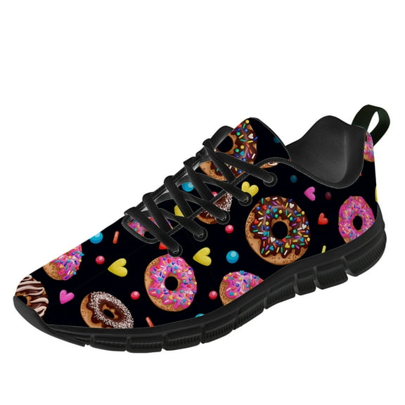 Customuart Donut Shoes Womens Running Sneakers Black Size 7