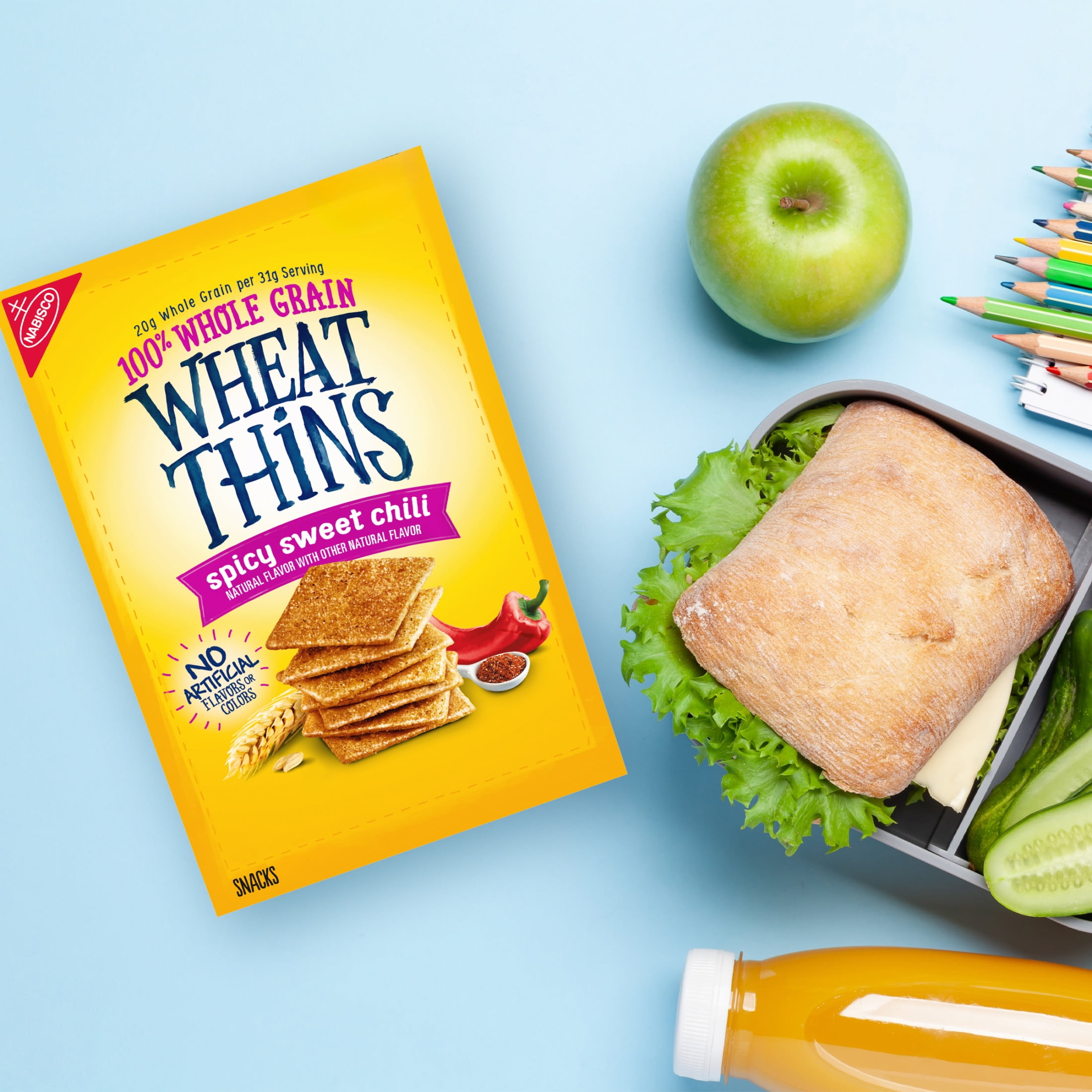 Wheat Thins Spicy Sweet Chili Snacks, Whole Grain Wheat Crackers, Snack Crackers, 8.5 oz