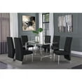 thumbnail image 2 of 7pc. 68" x 40" Glass Dining Set with 6 Chairs and Silver Stainless Steel, 2 of 4