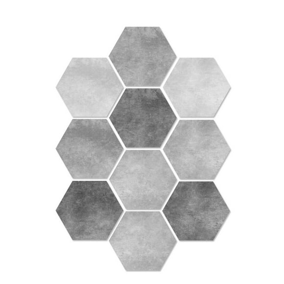 OULII 10Pcs Waterproof Black and White Cement Floor Stickers Anti Slip Tile Stickers for Living Room Decoration