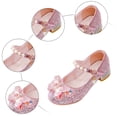 thumbnail image 6 of Quealent Kids Toddler Girls Dress Shoes Pumps Low Heels Sparkling Flower Mary Jane Footwear for Party Prom Wedding Birthday Pink for Size 3, 6 of 7