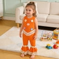thumbnail image 6 of BRGZLK Toddler Baby Girls Outfit Summer 2026 Cute 3D Crochet Floral Waffle Tassel Tops and Flare Pants Trendy Comfortable Clothes Orange 18-24M, 6 of 8