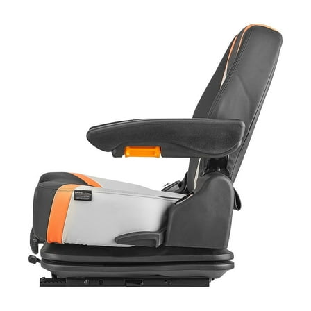 KFFKFF Universal Seat for Forklift, Adjustable Suspension Tractor Seat with Backrest, Armrest & Safety Harness, Sturdy Foldable Seat with Micro Switch, Suitable for Skid Loader Bulldozer Lawnmower