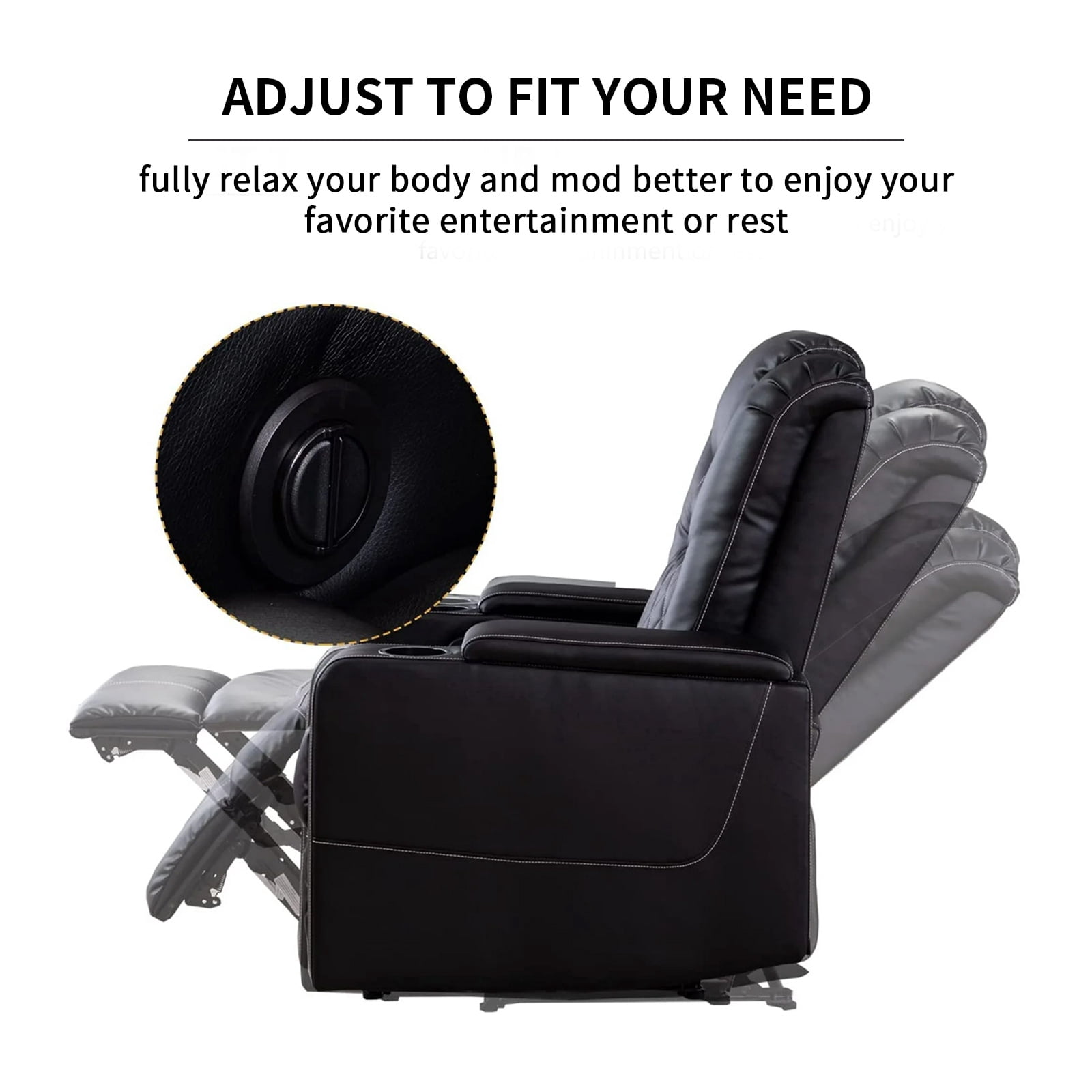 Bonzy Home Power Electric Recliner Chair Set of 2 with USB Ports and Cup Holders Leather Home Theater Seating, Living Room Chair Black