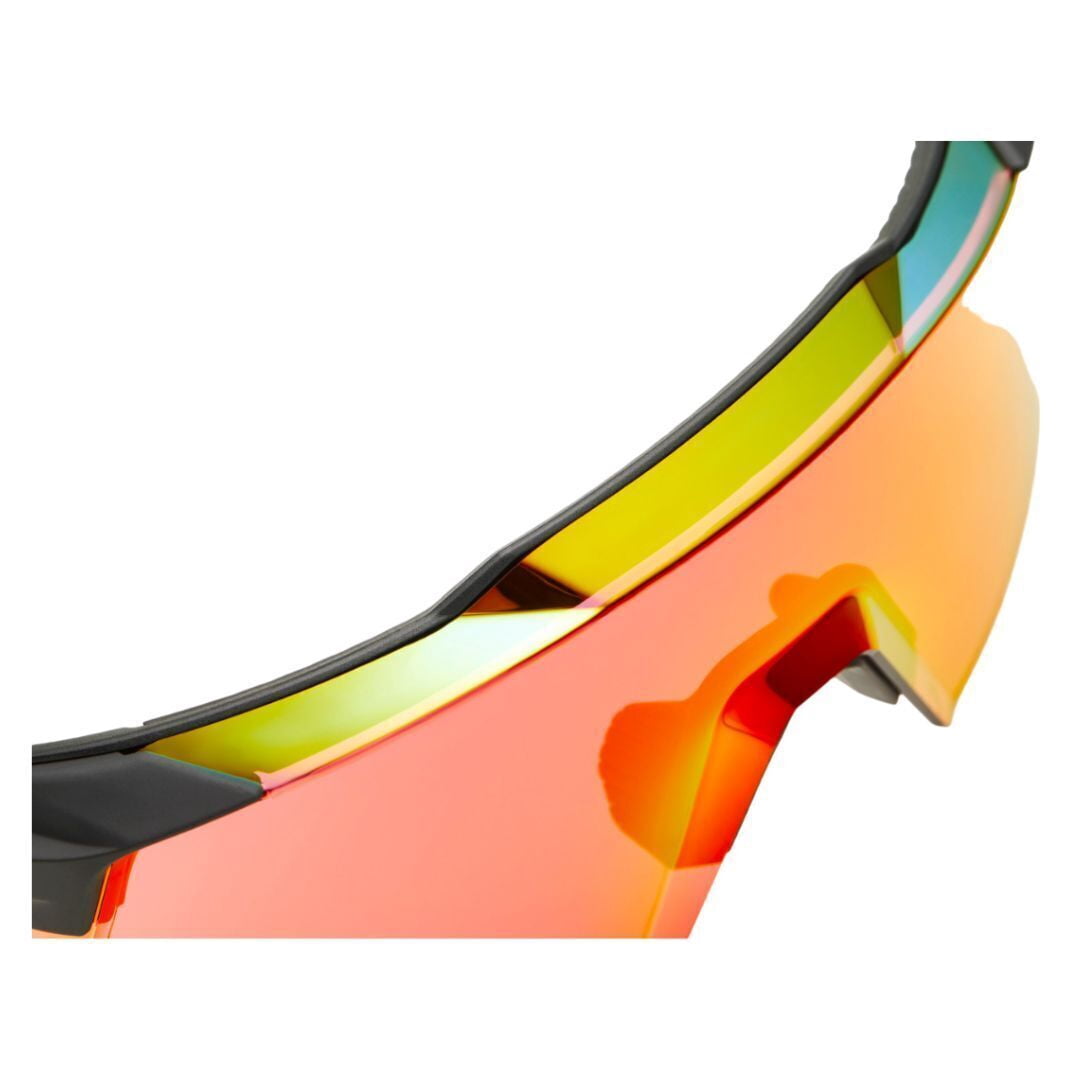 100% Aerocraft Sunglasses - Soft Tact Black; HiPER Red Multilayer Mirror