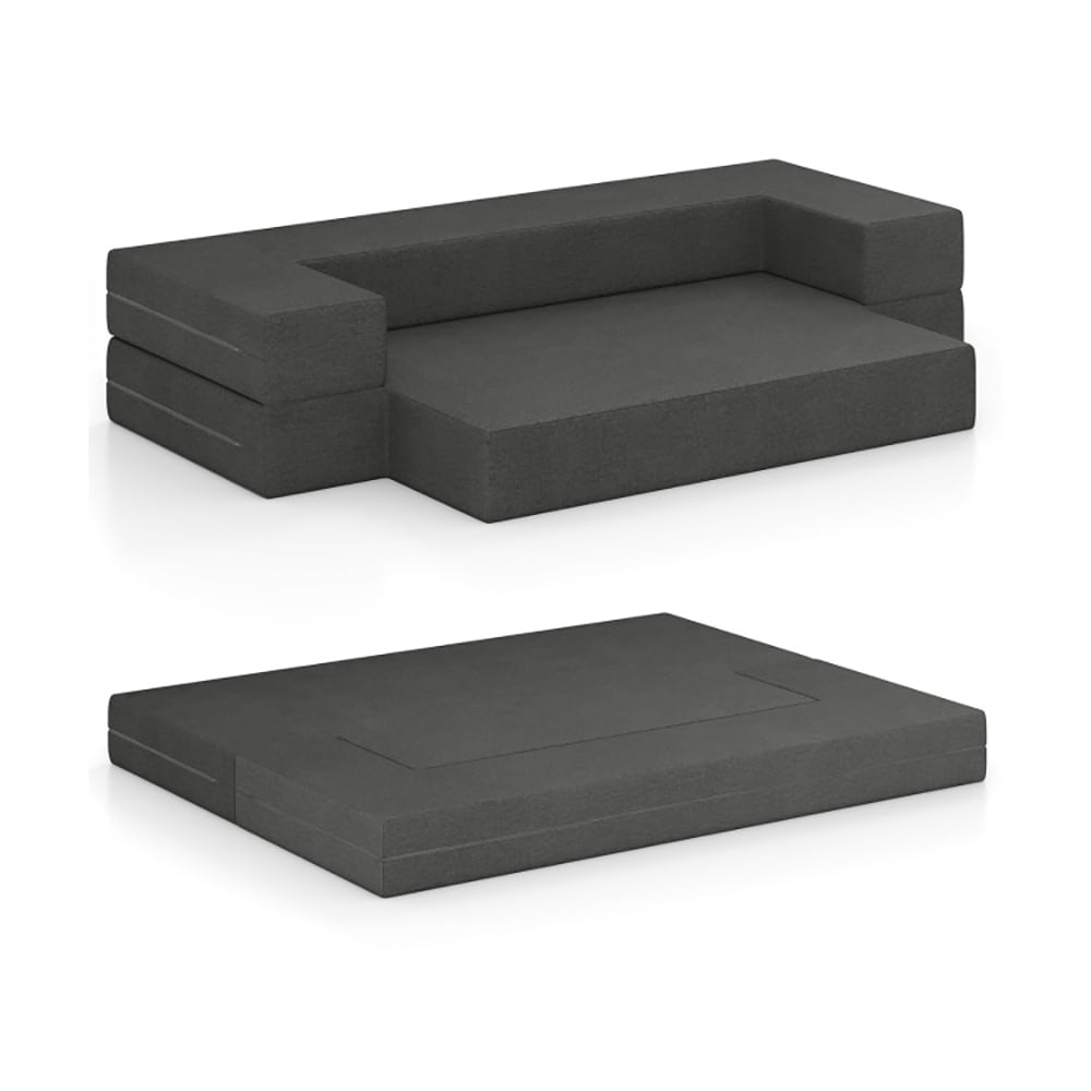 Finihen Sofa Bed, Convertible Folding Sofa, 8 Inch Convertible Folding Sofa Bed with Washable Cover-Queen Size, for Living Room, Dark grey