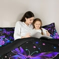 thumbnail image 5 of Manfei Teens Floral Butterfly 3 Pieces Queen Comforter Set,Starry Sky Ultra Soft Bedding Sets,Chic Flowers Bedding Comforter Set,Breathable Home Decor,Reversible, 5 of 8